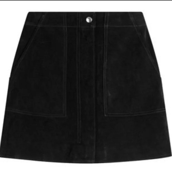 Rag & Bone Genuine Black Suede Leather Mini Skirt